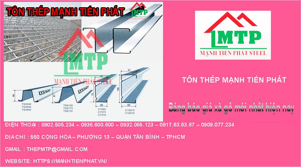 Bảng báo giá xà gồ tại Mạnh Tiến Phát